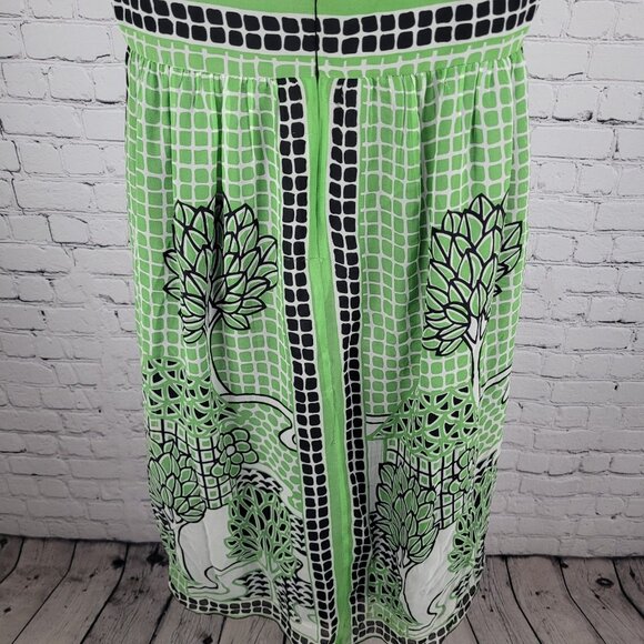 Anna Sui Anthropologie Green 100% Silk Sleeveless Lined Midi Dress 12 *defects - Picture 12 of 15